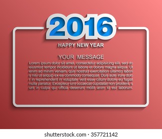 Happy New Year 2016 festive message, Modern vector background, Text design, Vector Eps 10