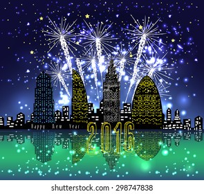 happy new year 2016 with firework