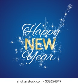 Happy New Year 2016 firework blue background