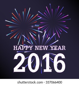 Happy New Year 2016 With Firework Background