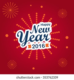 Happy New  Year 2016 with Firework Salute Burst,Vector illustration