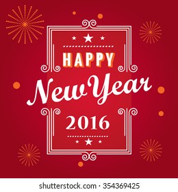 Happy New Year 2016 with Firework Salute Burst,Vector illustration