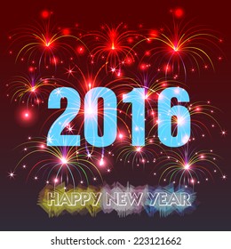 Happy New Year 2016 with fireworks background