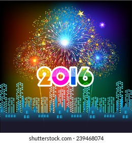 Happy New Year 2016 with fireworks background