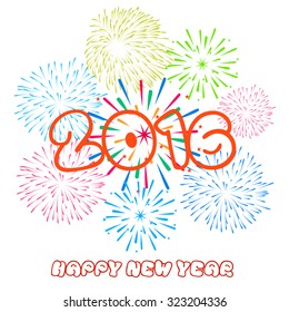 Happy New Year 2016 with fireworks background