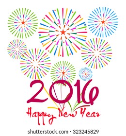 Happy New Year 2016 with fireworks background