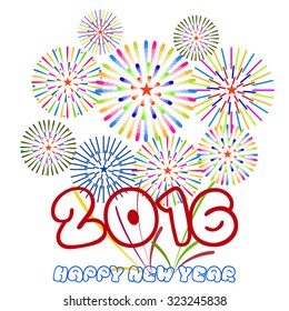 Happy New Year 2016 with fireworks background
