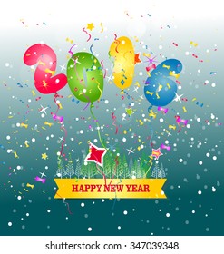 happy new year 2016 and fireworks