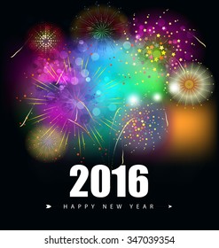 happy new year 2016 and fireworks