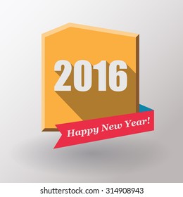 Happy New Year 2016 flat label and stamp. 
2016 Merry Christmas card and background.
Vector illustration.