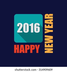 Happy New Year 2016 flat label and stamp. 
2016 Merry Christmas card and background.
Vector illustration.