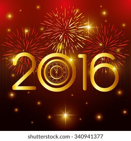 Happy new year 2016 graphic design, vector illustration