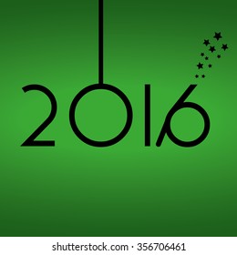 Happy New Year 2016 green background, vector stock.