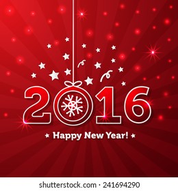 Happy New Year 2016 greeting card