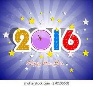 Happy New Year 2016 greeting card