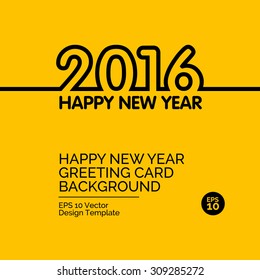 Happy New Year 2016. Greeting card design concept on yellow background. Vector collection