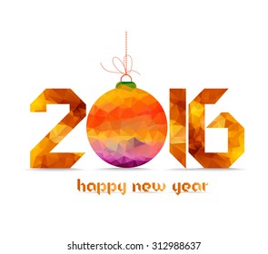 Happy new year 2016 greeting card made in gold geometrical style