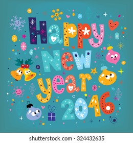 Happy New year 2016 greeting card