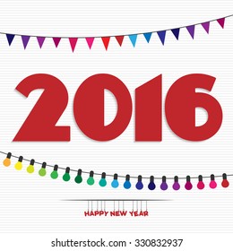Happy new year 2016 greeting card design