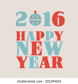 Happy New Year 2016. Greeting card.