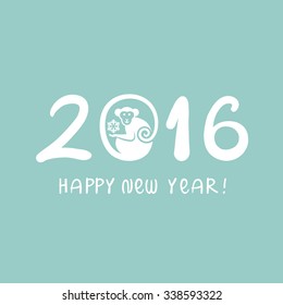 Happy new year 2016 greeting card. Year Of The Monkey. Vector