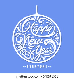 Happy New Year 2016 greeting card. Vector illustration. 