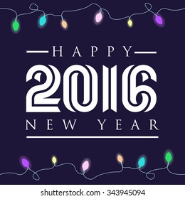 Happy new year 2016 greeting card or poster design