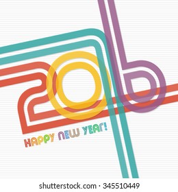 Happy new year 2016 greeting card design