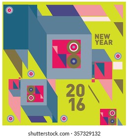 Happy new year 2016 greeting card design