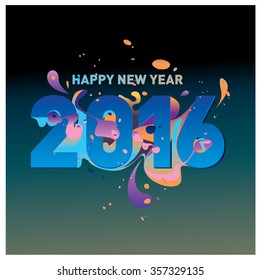 Happy new year 2016 greeting card design