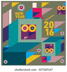 Happy new year 2016 greeting card design