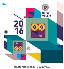 Happy new year 2016 greeting card design