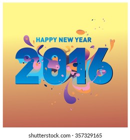 Happy new year 2016 greeting card design