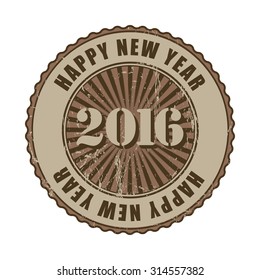 Happy New Year 2016 grunge rubber stamp. Vector illustration. 