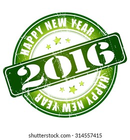 Happy New Year 2016 grunge rubber stamp. Vector illustration. 