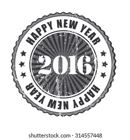 Happy New Year 2016 grunge rubber stamp. Vector illustration. 