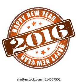 Happy New Year 2016 grunge rubber stamp. Vector illustration. 