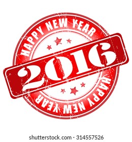 Happy New Year 2016 grunge rubber stamp. Vector illustration. 