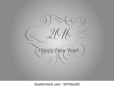 Happy New Year 2016 hand calligraphy