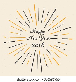 Happy New Year 2016. Hand drawn. Vintage style. Eps 10. Vector illustration