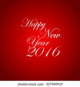 Happy New Year 2016 hand-lettering text on red background. Handmade vector calligraphy collection
