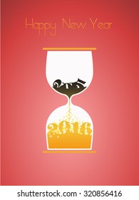 happy new year 2016 hourglass background vector illustrator