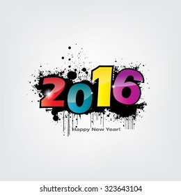 Happy new year 2016  illustration with splash background.