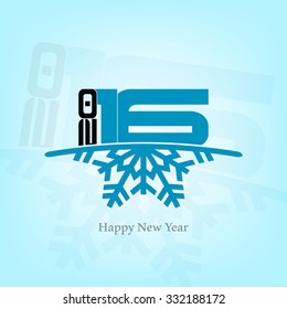 Happy new year 2016  illustration with blue background.