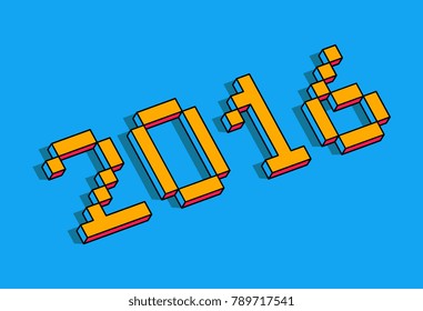 Happy new year 2016 isometric text design - vector illustration 