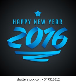 Happy New year 2016 lettering made with ribbons - Vector typographic design