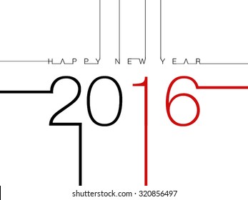 happy new year 2016 line background vector illustrator