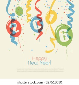 Happy New Year 2016 - modern greeting card in flat design style