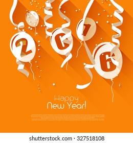 Happy New Year 2016 - modern greeting card in flat design style