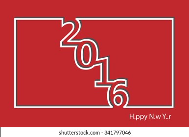 Happy New Year 2016 modern line minimalist design vector.